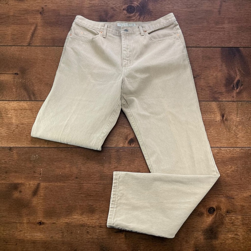 Vintage Made USA Guess Jeans Tan Khaki Denim Straight Leg Mens 36x34